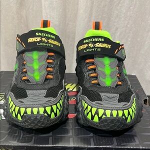 Skechers Kids' Black and Green Light-Up Shoes
